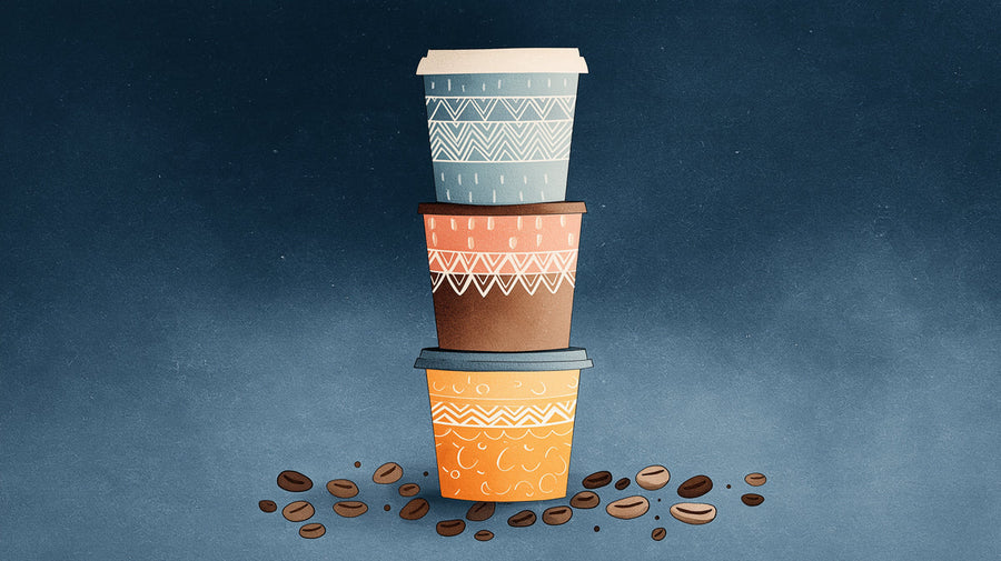 Kids Room Wallpaper Mural – Children Wall Mural – Stacked Coffee Cup — Playful Bohemian Cafe Decor printable artwork
