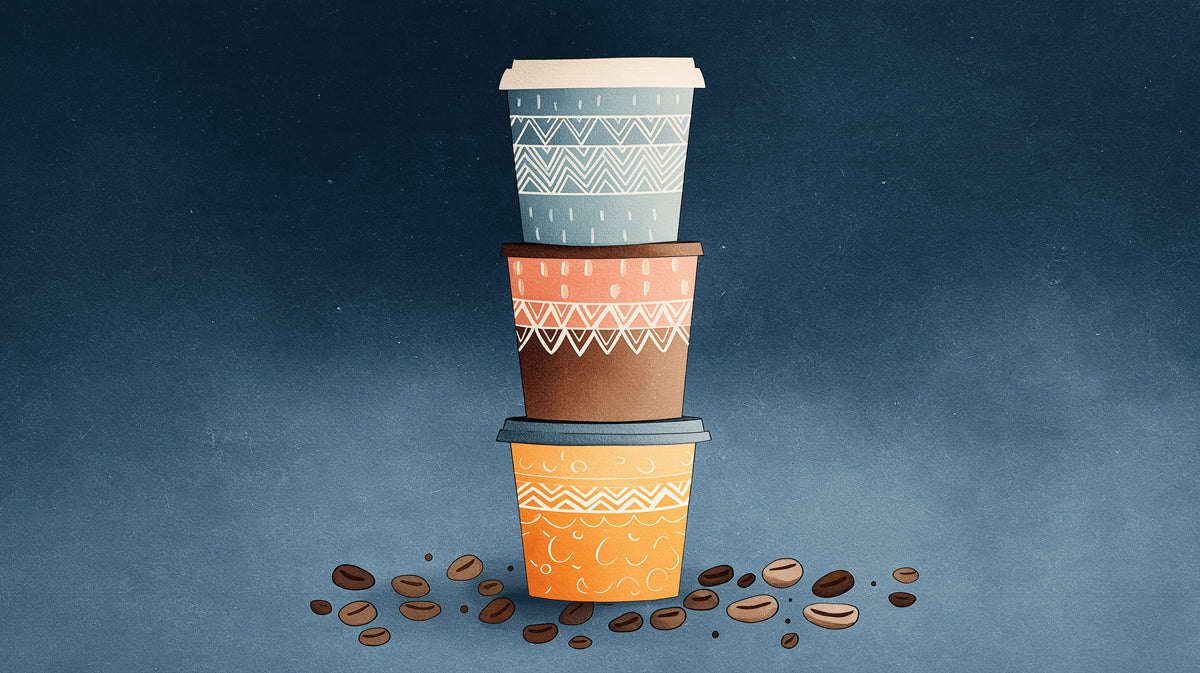 Stacked Coffee Cup Mural Wallpaper — Playful Bohemian Cafe Decor Mural Wallpaper - room preview 02