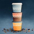 Stacked Coffee Cup Mural Wallpaper — Playful Bohemian Cafe Decor Mural Wallpaper - room preview 02