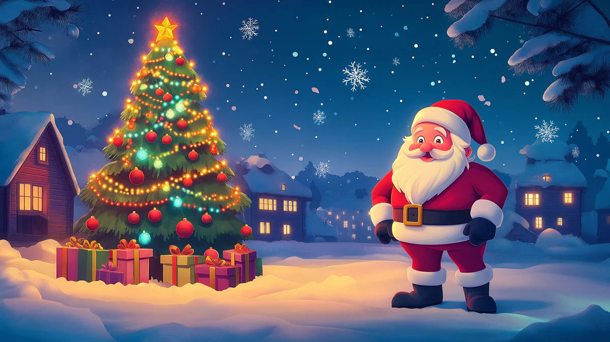 Santa's Snowy Village Mural Wallpaper — Festive Christmas Scene Mural Wallpaper - room preview 02