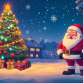 Santa's Snowy Village Mural Wallpaper — Festive Christmas Scene Mural Wallpaper - room preview 02