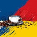 Abstract Coffee Bean Mural Wallpaper — Vibrant Brushstroke Art Mural Wallpaper - room preview 02