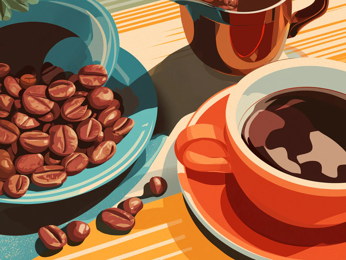 Roasted Coffee Beans Still Life Mural Wallpaper — Modern Art Mural Wallpaper - room preview 02