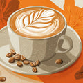 Autumn Harvest Latte Mural Wallpaper — Cozy Seasonal Coffee Design Mural Wallpaper - room preview 02