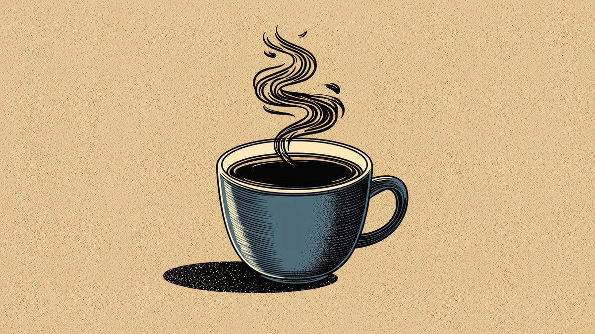 Steaming Coffee Cup Mural Wallpaper — Vintage Illustration Style Mural Wallpaper - room preview 02