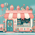 Pastel Confectionery Boutique Mural Wallpaper — Whimsical Shop Design Mural Wallpaper - room preview 02