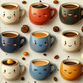 Smiling Coffee Mug Mural Wallpaper — Whimsical Kitchen Decor Mural Wallpaper - room preview 02