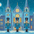 Winter Town Nutcracker Guard Mural Wallpaper — Holiday Night Scene Mural Wallpaper - room preview 02
