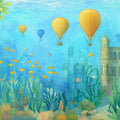 Sunken Fantasy Castle Mural Wallpaper with Floating Balloons Mural Wallpaper - room preview 02