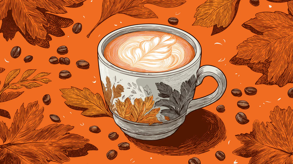 Autumn Latte Foam Mural Wallpaper — Seasonal Coffee House Art Mural Wallpaper - room preview 02