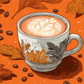 Autumn Latte Foam Mural Wallpaper — Seasonal Coffee House Art Mural Wallpaper - room preview 02