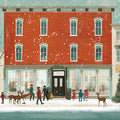 Winter City Streetscape Mural Wallpaper — Whimsical Holiday Scene Mural Wallpaper - room preview 02