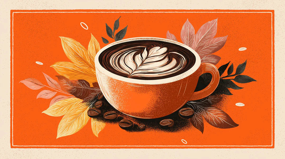 Autumn Latte Coffee Art Mural Wallpaper — Warm Seasonal Decor Mural Wallpaper - room preview 02