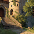 Medieval Stone Castle Mural Wallpaper — Sun-Drenched Archway Mural Wallpaper - room preview 02