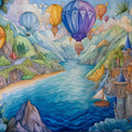Fantasy Valley Castle Mural Wallpaper with Floating Hot Air Balloons Mural Wallpaper - room preview 02