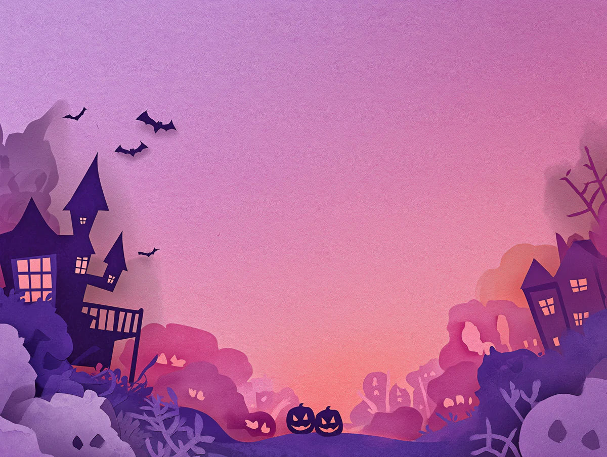Haunted Castle Silhouette Mural Wallpaper — Whimsical Paper-Cut Art Mural Wallpaper - room preview 02