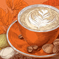 Autumn Harvest Latte Mural Wallpaper — Warm Seasonal Illustration Mural Wallpaper - room preview 02