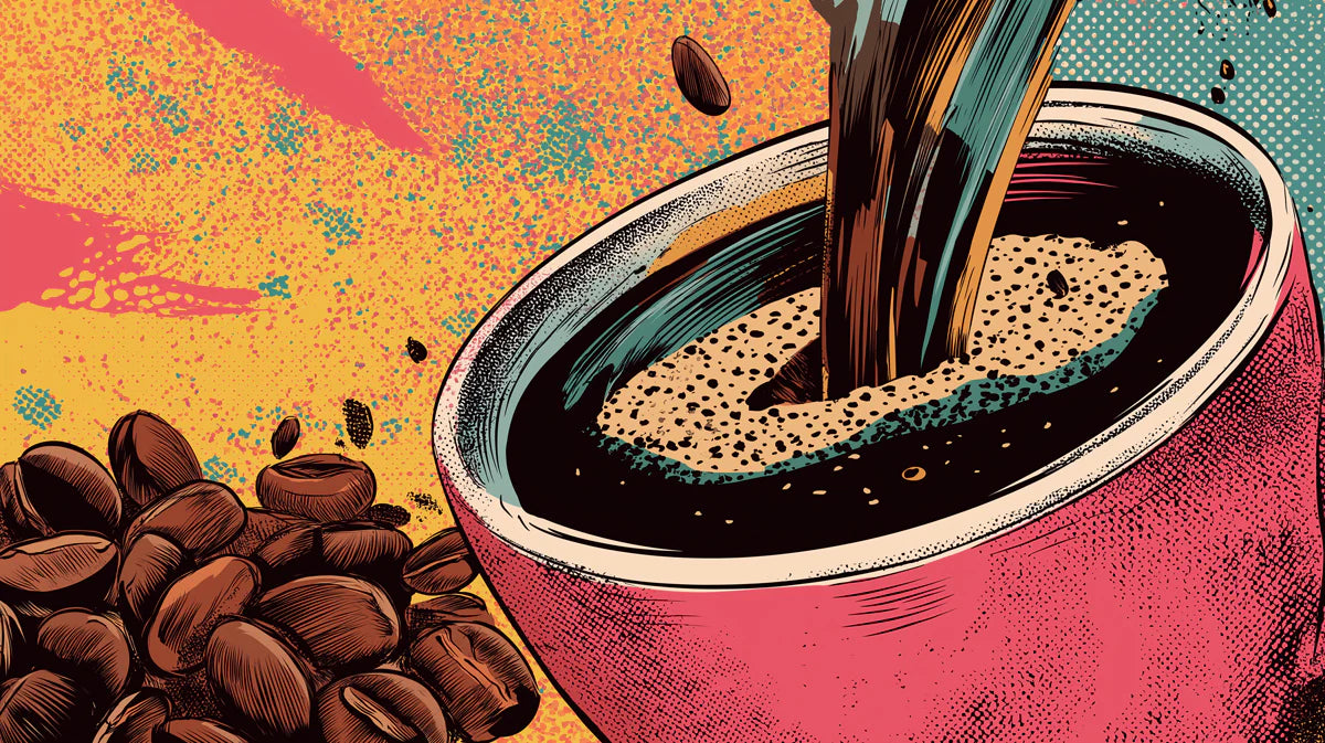 Coffee Splash Pop Art Mural Wallpaper — Energetic Retro Design Mural Wallpaper - room preview 02