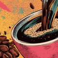 Coffee Splash Pop Art Mural Wallpaper — Energetic Retro Design Mural Wallpaper - room preview 02