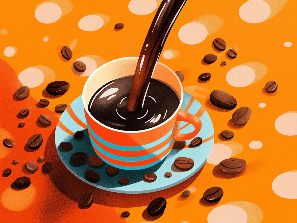 Coffee Pour Pop Art Mural Wallpaper — Vibrant Orange & Blue Coffee Mural Wallpaper - room preview 02