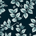 Botanical Leaf Mural Wallpaper in Midnight Blue — Elegant Foliage Mural Wallpaper - room preview 02