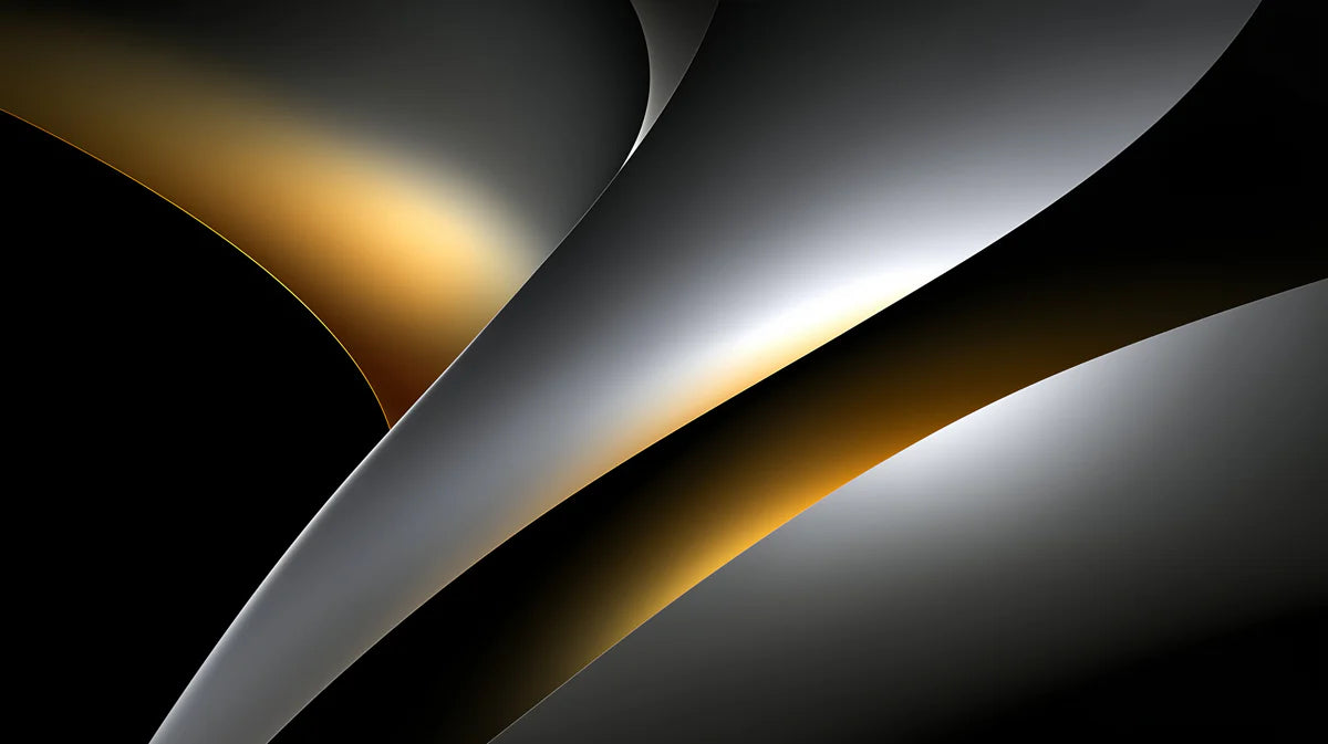 Abstract Liquid Gold and Charcoal Curves Mural Wallpaper - room preview 02