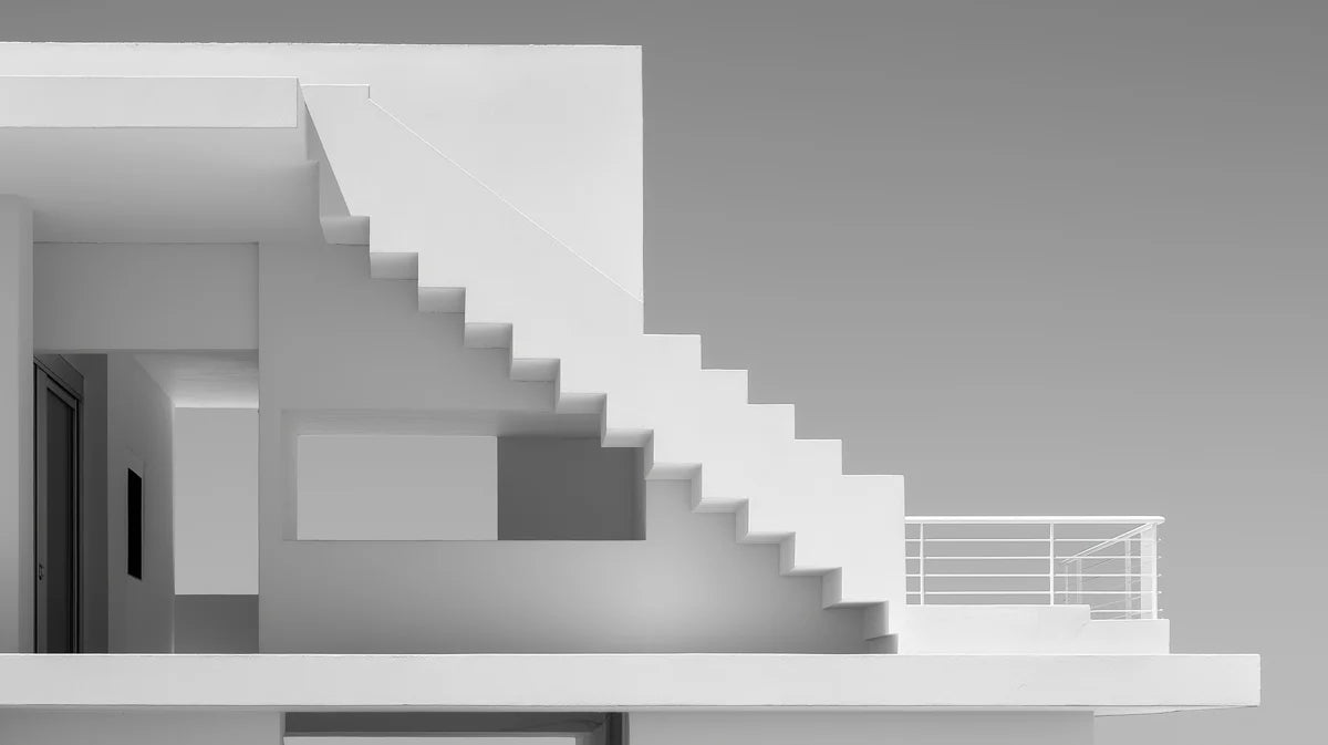 Minimalist Staircase Mural Wallpaper — Architectural Abstraction Mural Wallpaper - room preview 02