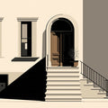 Minimalist Urban Street Scene Wallpaper Abstract Townhouse with Shadow Play Mural Wallpaper - room preview 02