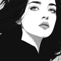 Monochrome Portrait Illustration Mural Wallpaper — Modern Art Mural Wallpaper - room preview 02