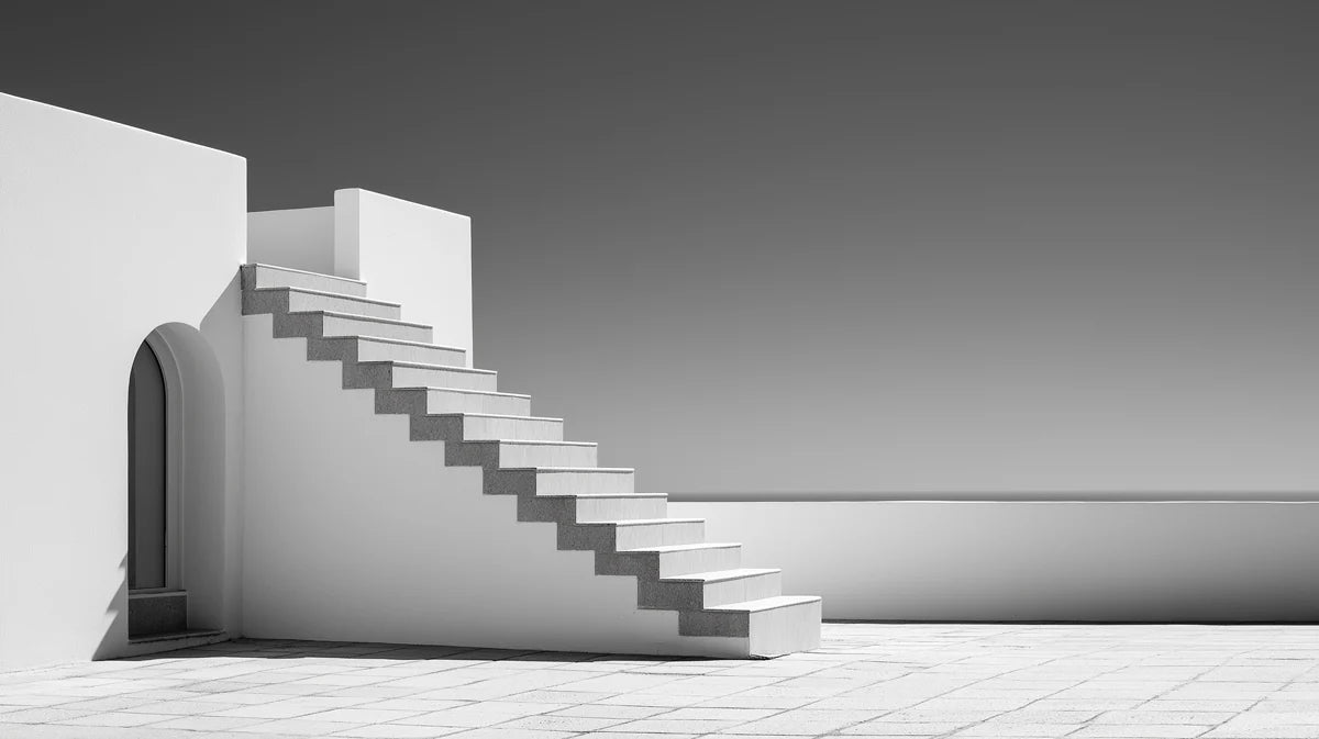 Minimalist Architectural Staircase Mural Wallpaper — Modern Mono Mural Wallpaper - room preview 02