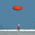 UFO Encounter Snowy Landscape Mural Wallpaper — Minimalist Sketch Art Mural Wallpaper - room preview 02