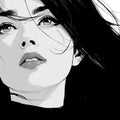 Monochrome Portrait Mural Wallpaper — Expressive Artistic Illustration Mural Wallpaper - room preview 02
