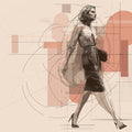 Abstract Fashion Sketch Mural Wallpaper — Modern Line Art Mural Wallpaper - room preview 02