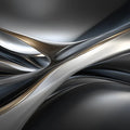 Metallic Flow Abstract Mural Wallpaper — Silver and Charcoal Waves Mural Wallpaper - room preview 02