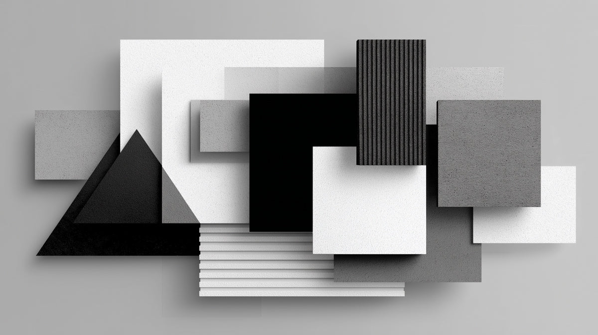 Abstract Geometric Layers Mural Wallpaper — Modern Monochrome Mural Wallpaper - room preview 02