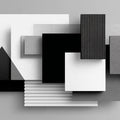 Abstract Geometric Layers Mural Wallpaper — Modern Monochrome Mural Wallpaper - room preview 02