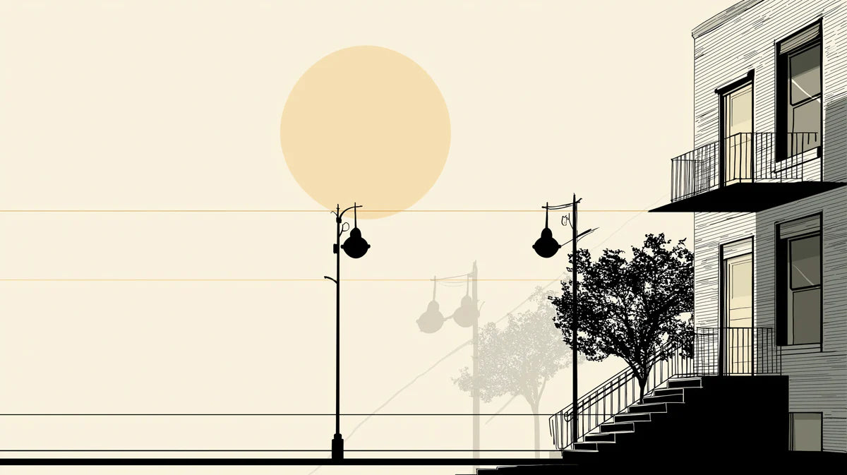 Minimalist City Silhouette Mural Wallpaper — Soft Sunset Tones Mural Wallpaper - room preview 02