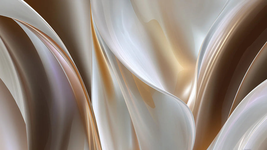 Ocean Wallpaper Mural – Sea Wall Mural – Fluid Silk Abstract — Warm Cream and Bronze Waves printable artwork