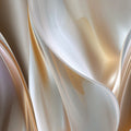 Fluid Silk Abstract Mural Wallpaper — Warm Cream and Bronze Waves Mural Wallpaper - room preview 02