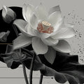 Minimalist Lotus Bloom Mural Wallpaper — Modern Botanical Art Mural Wallpaper - room preview 02