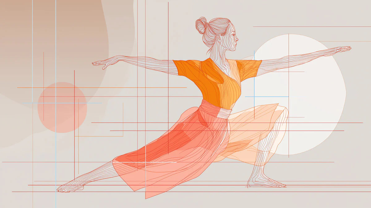 Yoga Pose Warrior Mural Wallpaper — Abstract Line Art Design Mural Wallpaper - room preview 02