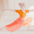 Yoga Pose Warrior Mural Wallpaper — Abstract Line Art Design Mural Wallpaper - room preview 02