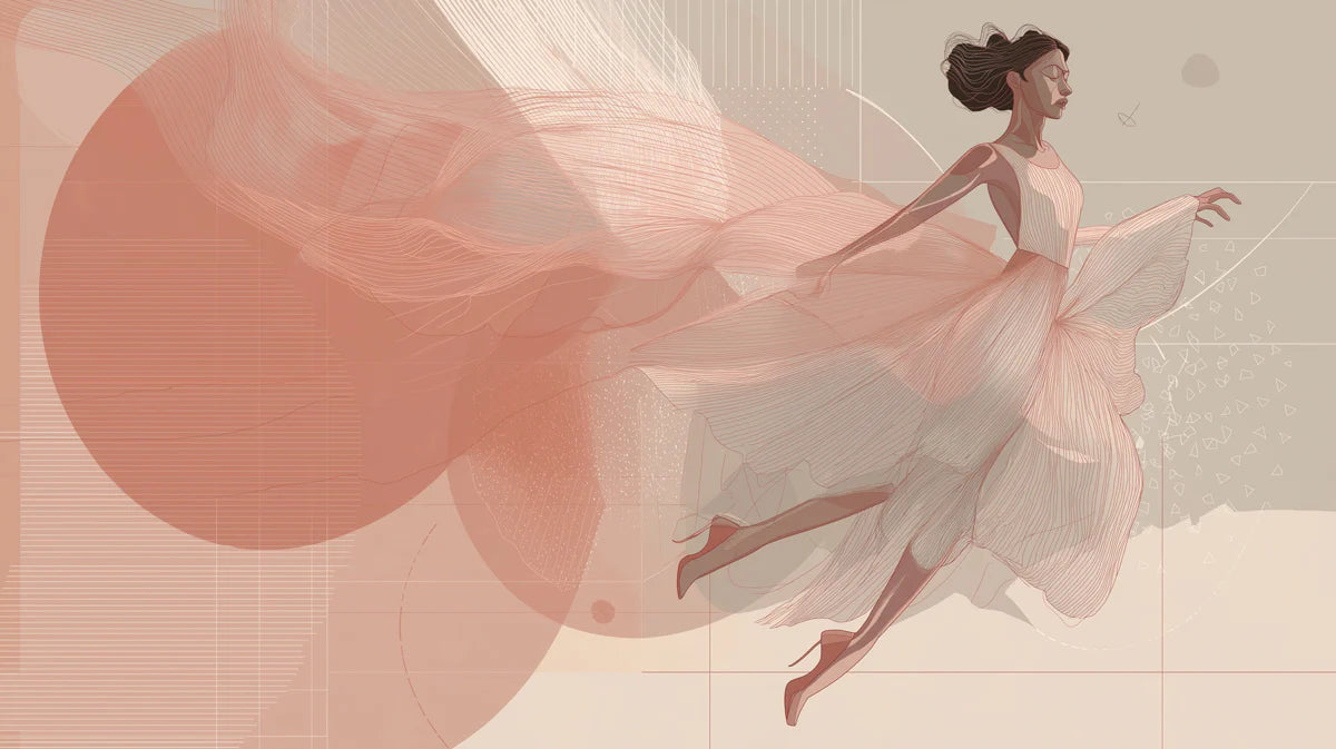 Floating Dancer Mural Wallpaper — Abstract Blush Line Art Mural Wallpaper - room preview 02