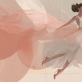 Floating Dancer Mural Wallpaper — Abstract Blush Line Art Mural Wallpaper - room preview 02