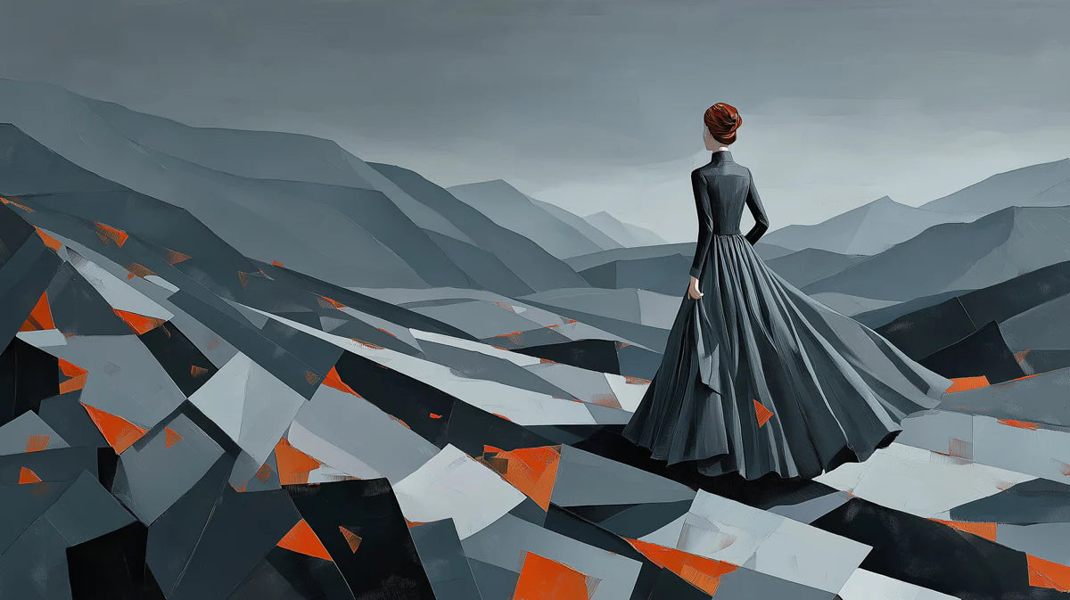 Abstract Geometric Mountain Landscape Mural Wallpaper - room preview 02