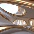 Metallic Fluid Arches Mural Wallpaper — Futuristic Architectural Mural Wallpaper - room preview 02