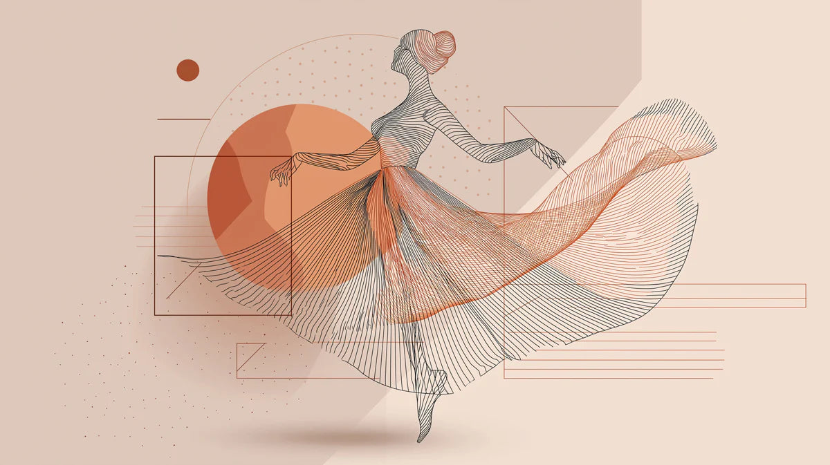 Graceful Ballerina Line Art Mural Wallpaper — Soft Modern Aesthetic Mural Wallpaper - room preview 02