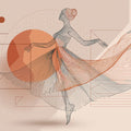 Graceful Ballerina Line Art Mural Wallpaper — Soft Modern Aesthetic Mural Wallpaper - room preview 02