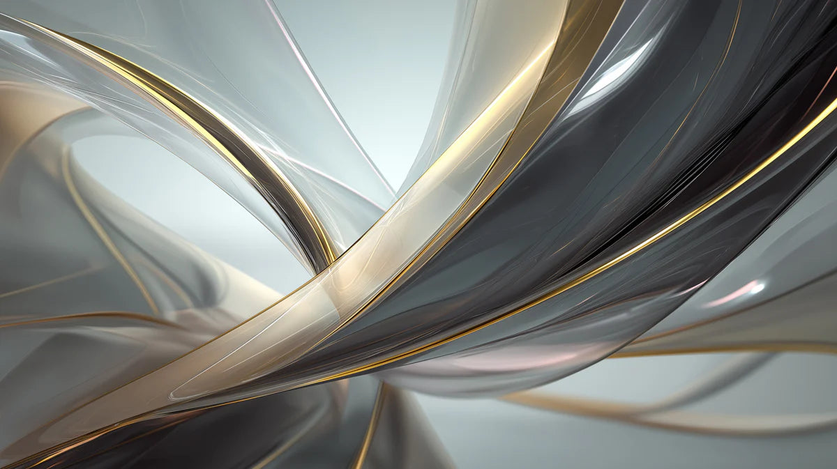 Metallic Ribbon Flow Mural Wallpaper — Modern Abstract Art Mural Wallpaper - room preview 02
