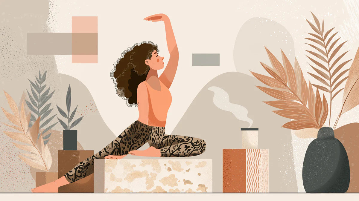 Yoga Flow Mural Wallpaper — Bohemian Botanical Illustration Mural Wallpaper - room preview 02